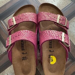 Birkenstock Arizona Women's Shimmering Pink and Gold  Sandals